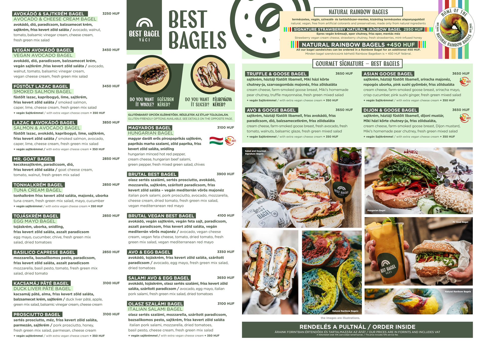web_20260625_BBGEL_VACI_MENU_OLDAL_01 Best Bagel Váci menu page showing bagels, breakfast options and café food in Budapest